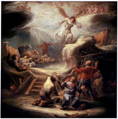 羊飼いへの受胎告知、17世紀。 作： Benjamin Gerritz Cuyp