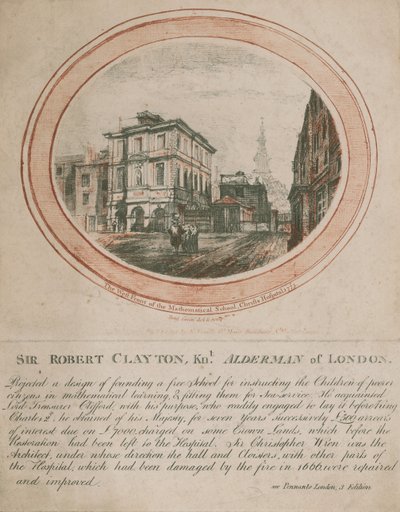 数学学校の西側正面、クリスツ病院、1775 作： Benjamin Green