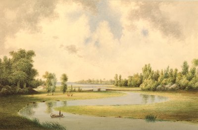 コネチカット州ニューヘブンのウェストリバー、1854〜60年頃（紙にトイレ） 作： Benjamin H. Coe