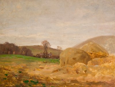 干し草の山のある風景 作： Benjamin Haughton