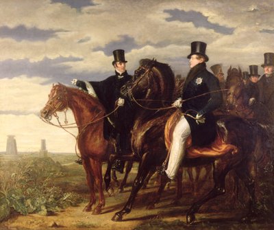ウォータールーのフィールドをキングジョージ4世に説明したウェリントン公爵（1762-1830）1844 作： Benjamin Haydon