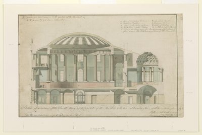米国議会議事堂南ウィングの区画、1803（ペンとインク、紙の上で洗浄） 作： Benjamin Henry Latrobe
