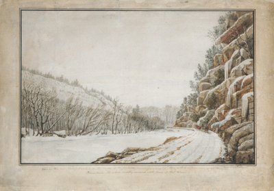 ジュニアータのマージンにある新しいターンパイク道路の眺め、遠景...、1820年. 作： Benjamin Henry Latrobe