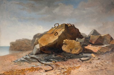 ビーチシーン、マラジオン、コーンウォール、1860年。 作： Benjamin Johnson