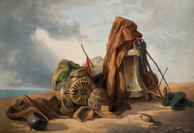 ビーチ シーンの静物画、1858 年。 作： Benjamin Johnson