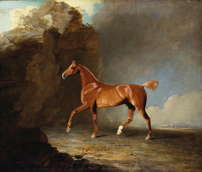 岩層による黄金の栗の競走馬、1800 作： Benjamin Marshall