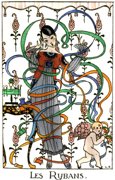 リボン、フラッパー・スタイルのドレス、1919年頃 作： Benjamin Rabier
