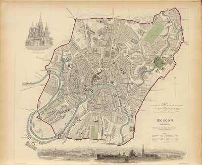モスクワの平面図、1836 年。 作： Benjamin Rees Davies