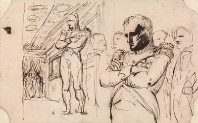 Estudos de Napoleão, braços cruzados, com outras figuras 作： Benjamin Robert Haydon