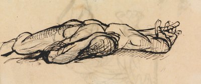 床に配置された男性の裸体の習作 作： Benjamin Robert Haydon