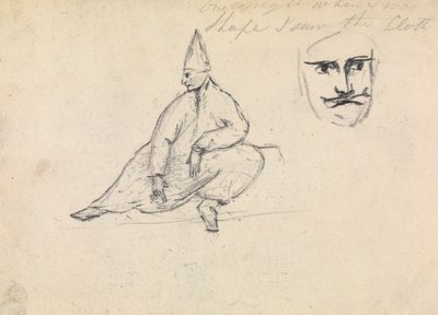 とんがり帽子をかぶって座っている男性の習作 作： Benjamin Robert Haydon