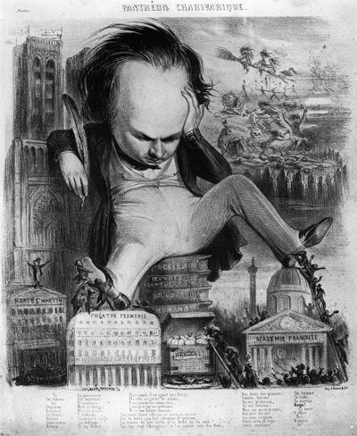 19世紀の「ルパンテオンカリヴァリケ」からのヴィクトルユーゴーの似顔絵（1802-85） 作： Benjamin Roubaud