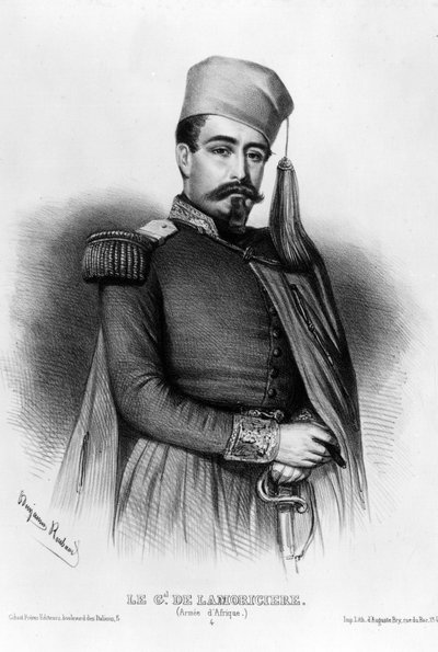 フランス軍総司令官ルイ・ジュコー・ド・ラモリシエール（1806-1865）の肖像（デッサン 作： Benjamin Roubaud