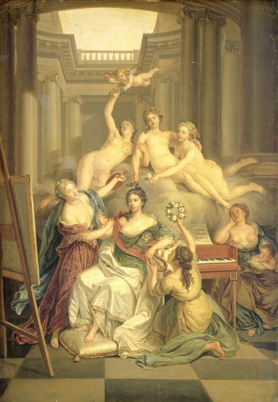 プロイセンのフレデリカ ソフィア ヴィルヘルミナ (1751-1820)。 ウィレム 5 世の妻、芸術の神殿 作： Benjamin Samuel Bolomey