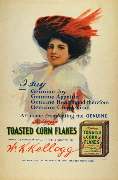 ケロッグ コーンフレークのポスター、1910 年 作： Benjamin Tichtman