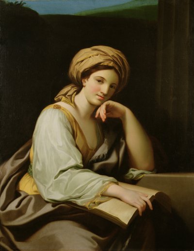 本を持つシビュラ、ラファエロ・メンゲス（1728-79）の絵画に倣って、1761年頃、油彩・カンヴァス 作： Benjamin West