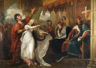 ハムレット-第4幕、第5幕（王と女王の前のオフェリア） 作： Benjamin West