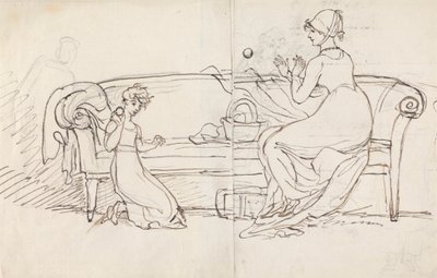 ウェスト夫人とキャッチボールをする娘 作： Benjamin West