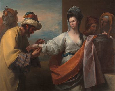 井戸でブレスレットを受け取るレベッカ 作： Benjamin West