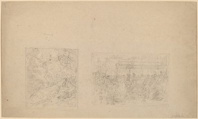 岩を打つモーセの習作と行列[裏] 作： Benjamin West