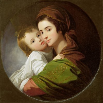 アーティストの妻、エリザベスとその息子ラファエル、1773年頃（キャンバスに油彩） 作： Benjamin West