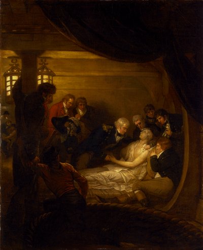 ビクトリー号のコックピットでのネルソン卿の死 作： Benjamin West