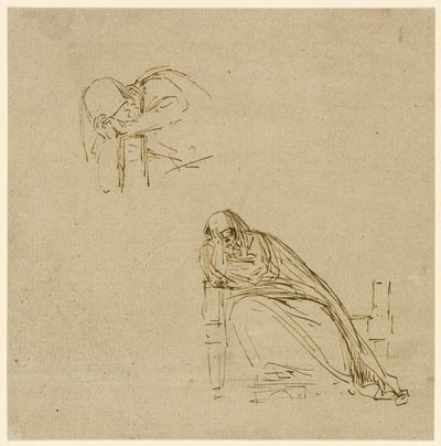 泣いている女性の2つのスケッチ 作： Benjamin West
