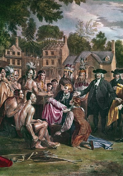 ウィリアム・ペン、英国のクエーカー教徒の入植者、北米先住民との治療、1682年、1771年～1772年 作： Benjamin West