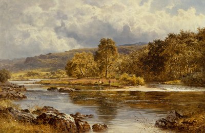 北ウェールズのカペル・キュリグのすぐ下にあるルグウィの島（キャンバスに油彩） 作： Benjamin Williams Leader