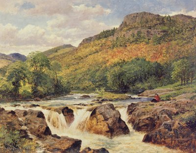 若い女性のいる風景 作： Benjamin Williams Leader