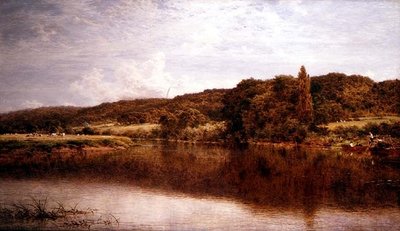 川の風景、Streatley on the Thames 作： Benjamin Williams Leader