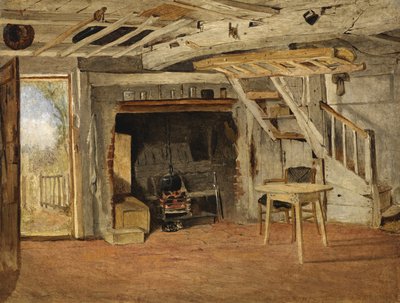 コテージ内部の研究、1869年頃 作： Benjamin Williams Leader