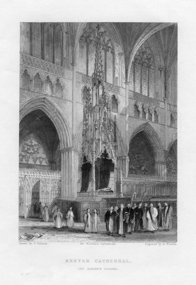 司教座の玉座、エクセター大聖堂、デボン、c1836-c1842。 作： Benjamin Winkles