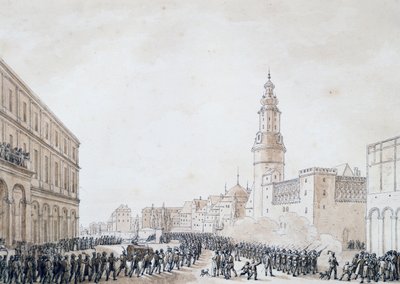 1806年10月、ワイマールでのフランス軍将校の葬儀（図面） 作： Benjamin Zix