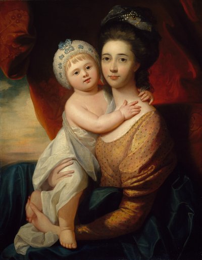 ソンデス夫人と幼い息子、1793-94年 作： Benjamin school of West