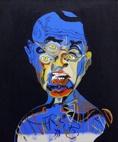 50 Major Writers In History : James Ellroy, 2015 (キャンバスに油彩、アクリル) 作： Benoit Erwann Boucherot