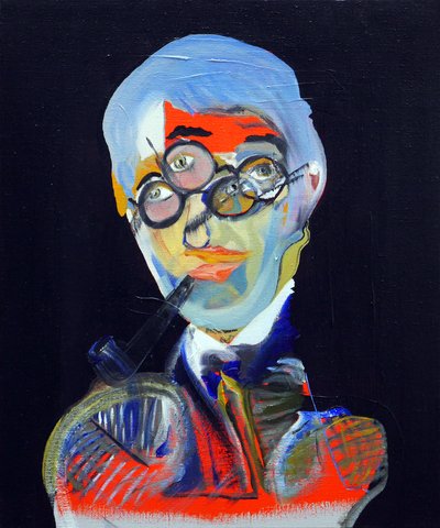 50 Major Writers In History : ジャン＝ポール・サルトル 2015年（油彩、アクリル、キャンバス） 作： Benoit Erwann Boucherot