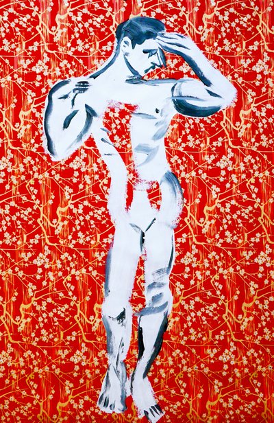 Masculin 1, 2020 (和紙にアクリル、スクリーンプリント) 作： Benoit Erwann Boucherot