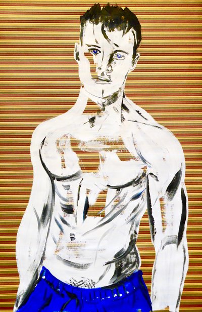 Masculin japonais 7, 2020（和紙にアクリル、スクリーンプリント） 作： ブノワ・エルワン・ブシュロ