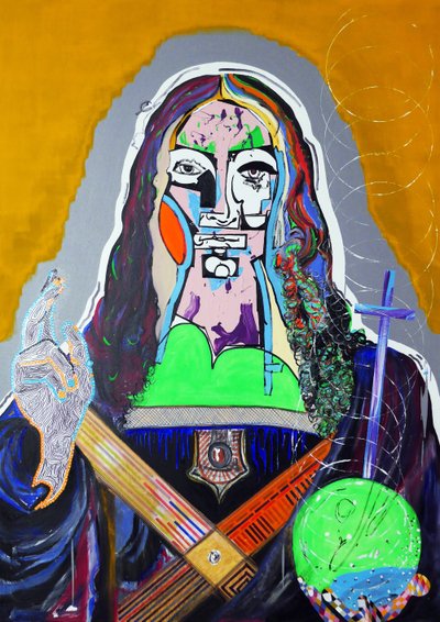 Surpeinture : Salvator Mundi, 2020（油彩、紙、アクリル、キャンバス） 作： Benoit Erwann Boucherot