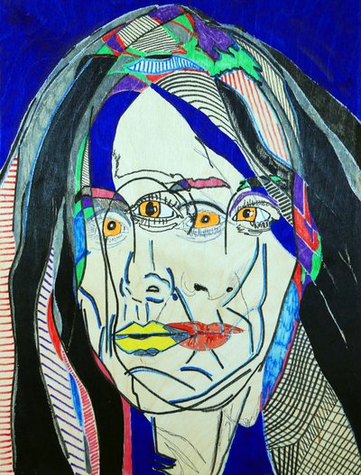 肖像画：ファニー・ドゥムール、2019年（油彩、アクリル、木製パネル） 作： Benoit Erwann Boucherot
