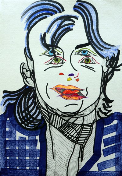 肖像画：フレッド・バルガス、2019年（アクリル、紙） 作： Benoit Erwann Boucherot