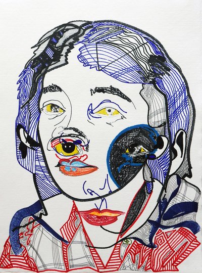 肖像画：マルグリット・デュラス2、2021年（アクリル、紙） 作： Benoit Erwann Boucherot