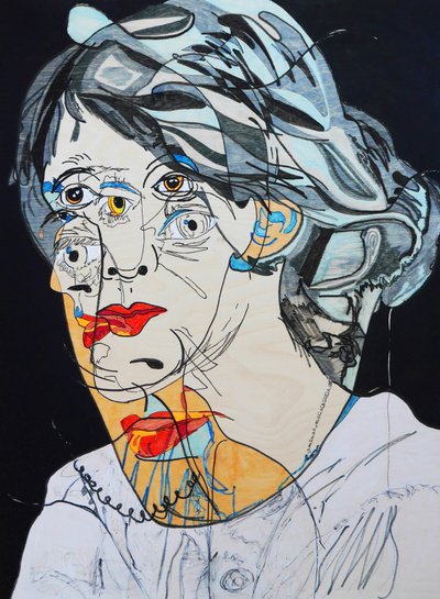 肖像画：ヴァージニア・ウルフ、2021年（油彩、アクリル、木製パネル） 作： Benoit Erwann Boucherot