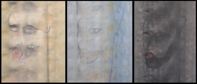 トリプル自画像、2000年（油彩、キャンバス3枚並置） 作： ブノワ・エルワン・ブシュロ