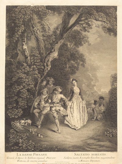 農民の踊り 作： Benoît Audran II after Antoine Watteau