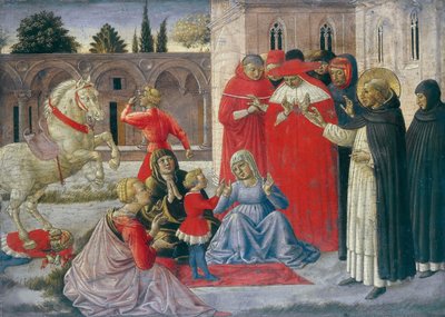 ナポレオン・オルシーニを生き返らせる聖ドミニクの奇跡、1462年頃。 作： Benozzo Gozzoli