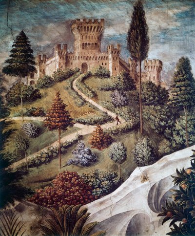 城、「マギの行列」からの風景ディテール 作： Benozzo di Lese di Sandro Gozzoli