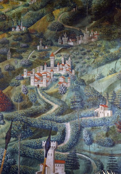 城、「マギの行列」からの風景のディテール 作： Benozzo di Lese di Sandro Gozzoli