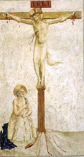 聖ドミニコとの十字架刑（フレスコ画） 作： Benozzo di Lese di Sandro Gozzoli